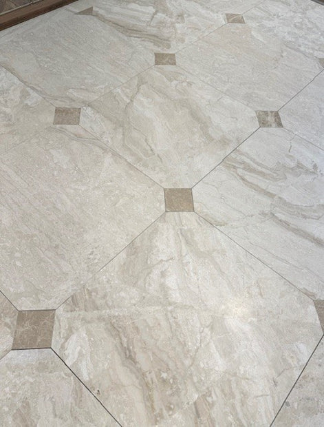 Diana Royal Marble Honed 61x61cm (Paradise Honed Insert), natural stone floor tile at Irwin Tiles