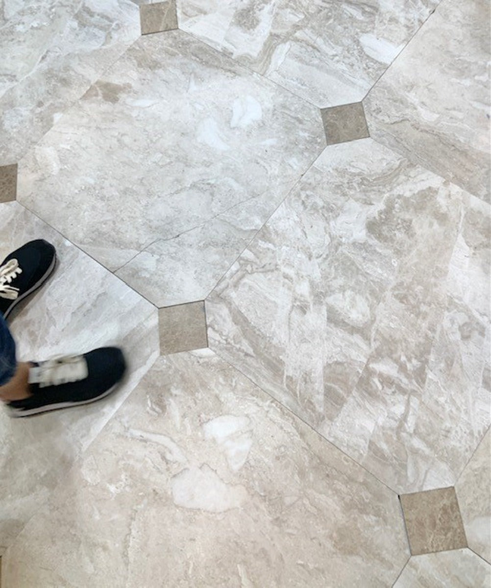 Diana Royal Marble Honed 61x61cm (Paradise Honed Insert), floor tile at Irwin Tiles