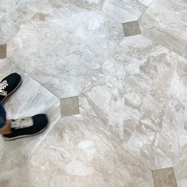 Diana Royal Marble Honed 61x61cm (Paradise Honed Insert), floor tile at Irwin Tiles