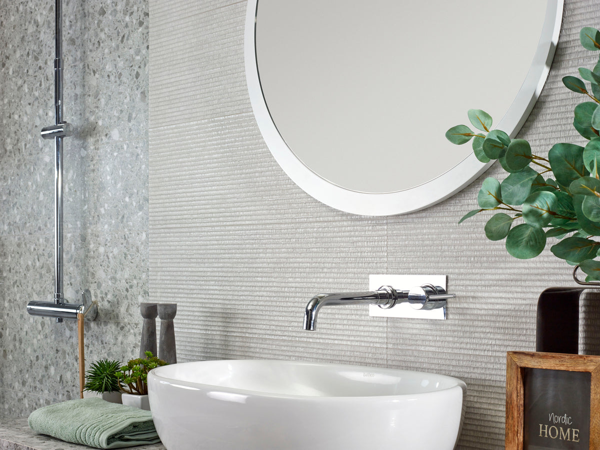 Decor Dorian Blanco 25 x 75cm, matt wall tile for feature walls at Irwin Tiles