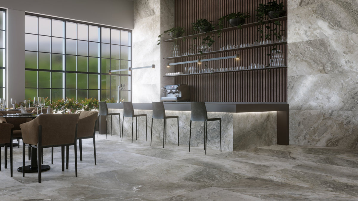 Dreamy Mocha 100 x 100cm, porcelain tile at Irwin Tiles
