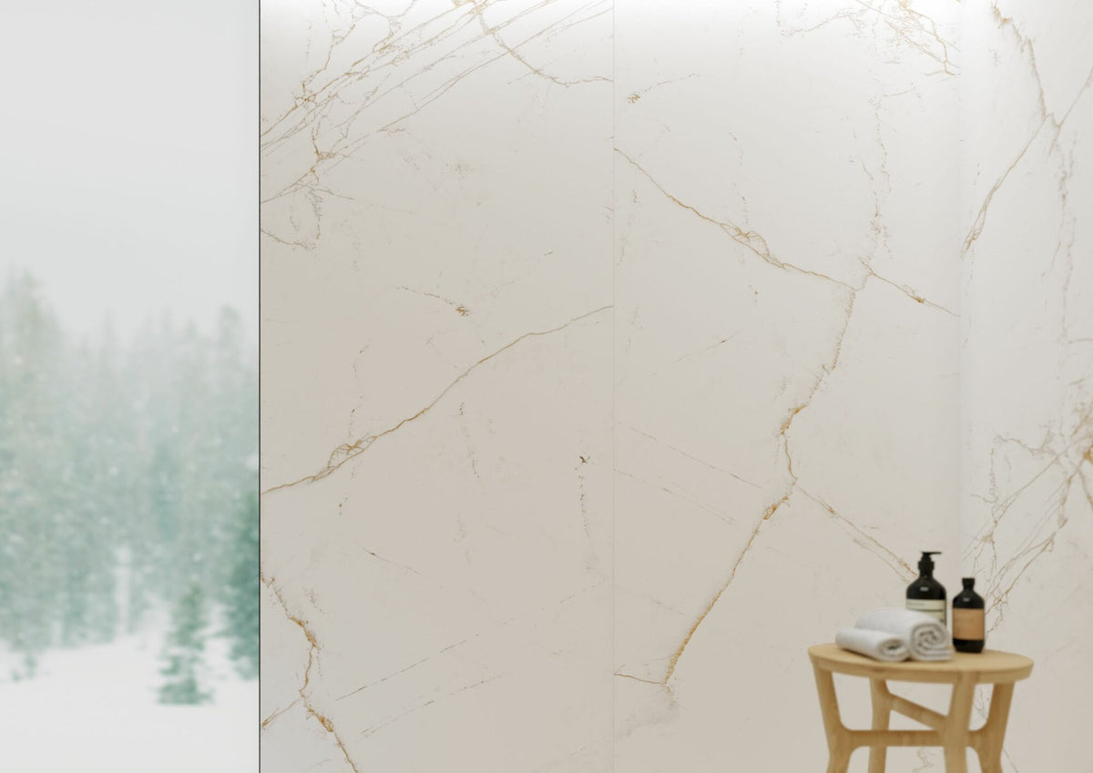 Dual White 100 x 275cm, porcelain tile for kitchens, bathrooms and hallways at Irwin Tiles