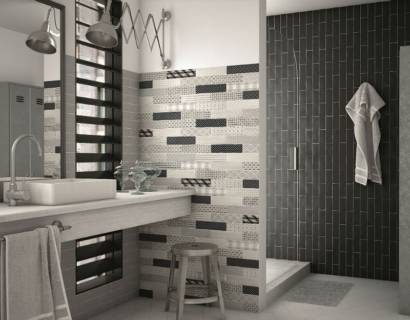 Dunas Mantille Grey 6x24.6cm, matt wall tile at Irwin Tiles
