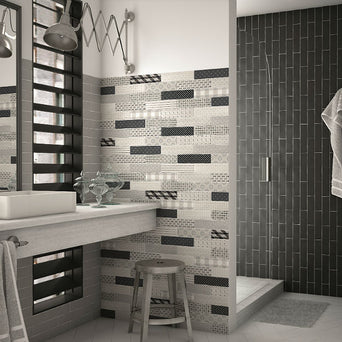 Dunas Mantille Grey 6x24.6cm, matt wall tile at Irwin Tiles