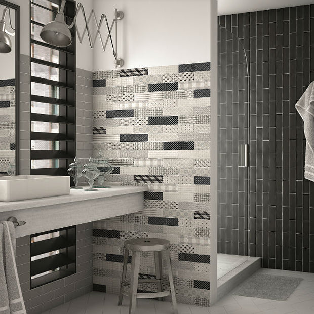 Dunas Mantille Grey 6x24.6cm, matt wall tile at Irwin Tiles
