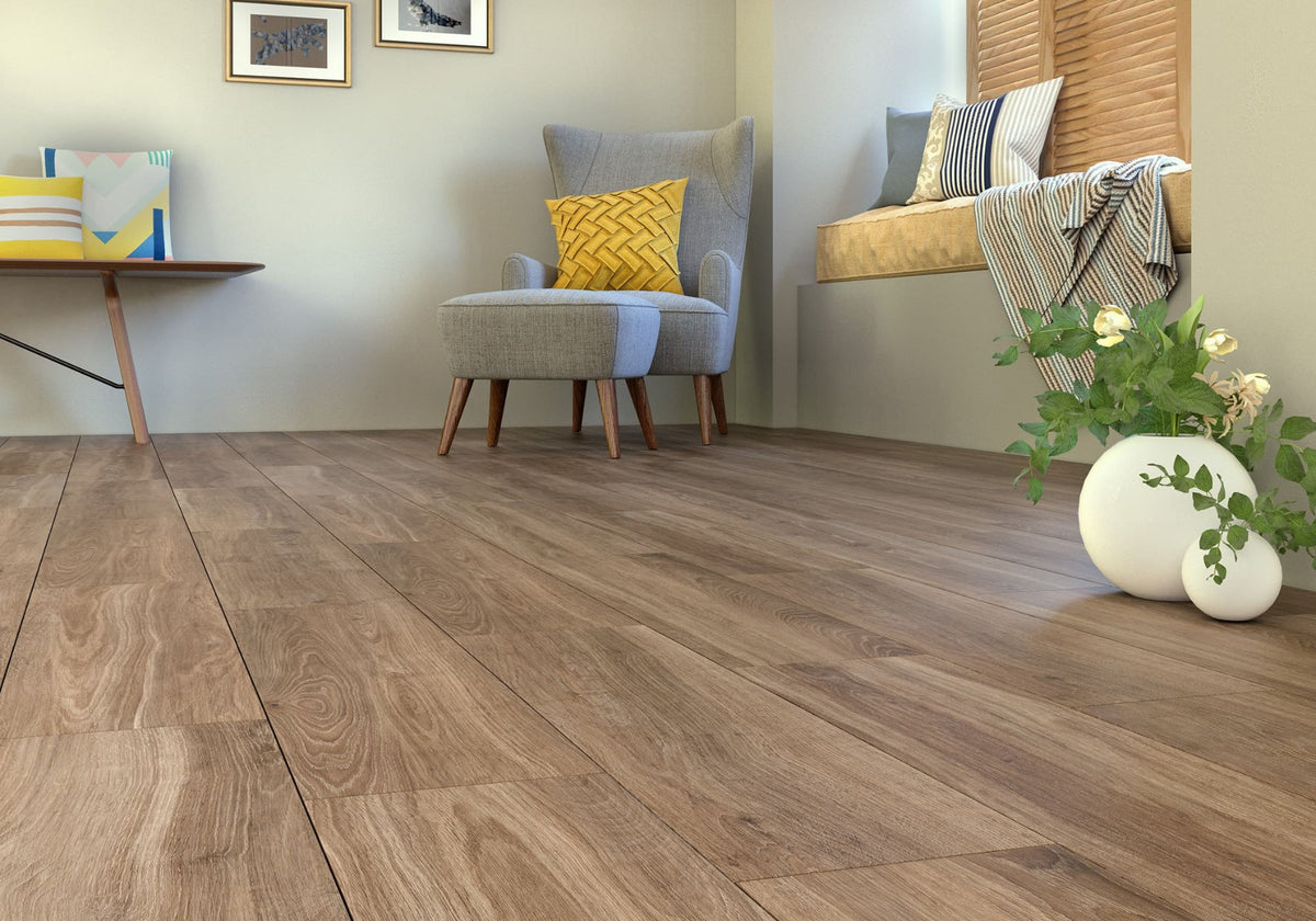 Elian Taupe Wood Effect 20 x 75cm, porcelain tile at Irwin Tiles