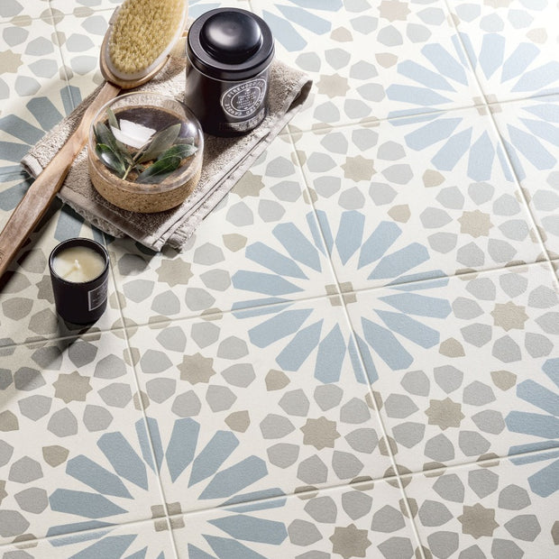 Etnic B Light Blue 20x20cm, matt tile at Irwin Tiles