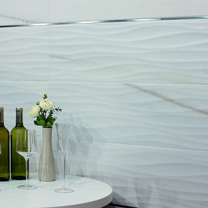 Ethernity Duna Decor 25x75cm, white wall tile at Irwin Tiles