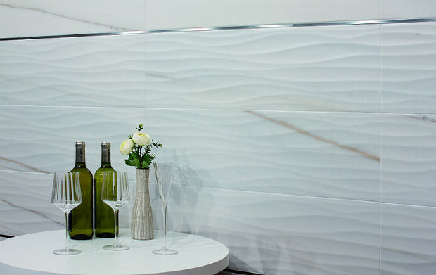 Ethernity Duna Decor 25x75cm, white wall tile at Irwin Tiles