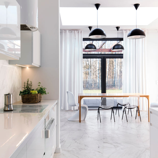 Eyra Polished (Calcatta marble look) 100 x 100cm Glossy, porcelain tile at Irwin Tiles