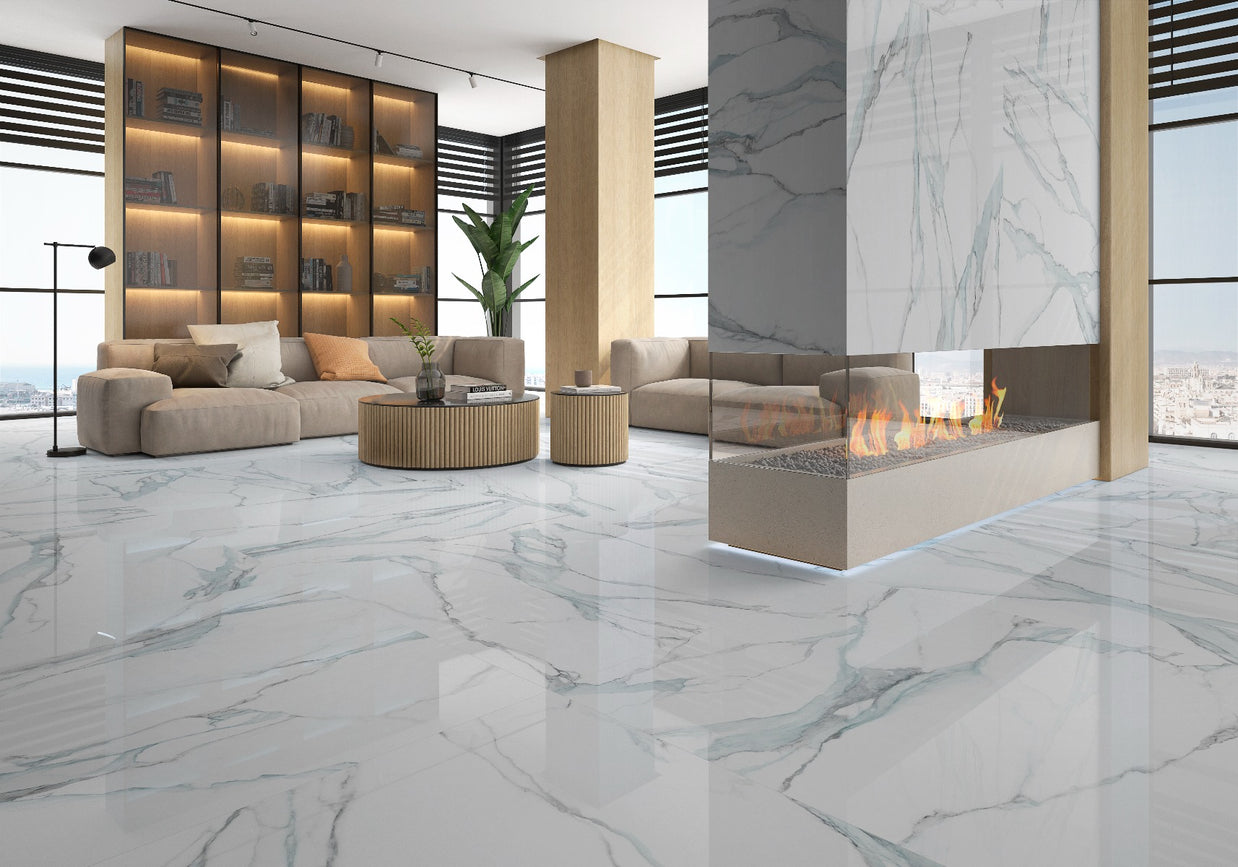 Fantasy Acqua 60 x 120cm, gloss porcelain tile for kitchens, bathrooms and hallways at Irwin Tiles