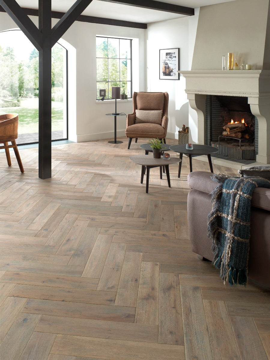 Farm Traditions Engineered Herringbone, engineered wood flooring at Irwin Tiles