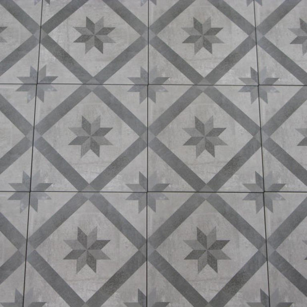 Fiore Deco 20x20cm, grey tile at Irwin Tiles