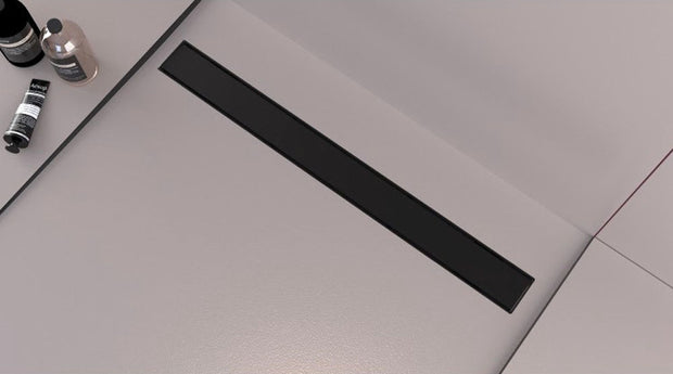 Fixplus Premium Shower Linear Drain Matt Black, shower drain stocked at Irwin Tiles, Castleblayney