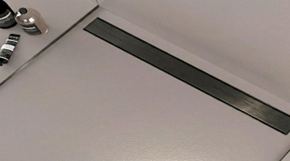 Fixplus Premium Shower Linear Drain Gun Metal, shower drain stocked at Irwin Tiles, Castleblayney