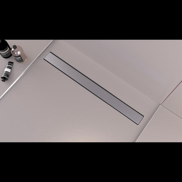 Fixplus Premium Shower Linear Drain Satin Inox, shower drain for wetroom and shower installations at Irwin Tiles
