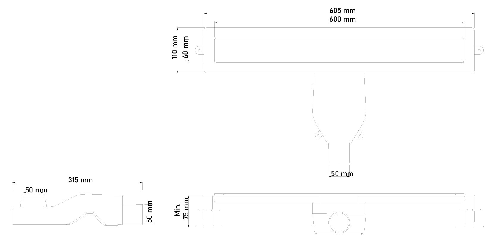Fixplus Premium Shower Linear Drain Satin Bronze, shower drain at Irwin Tiles