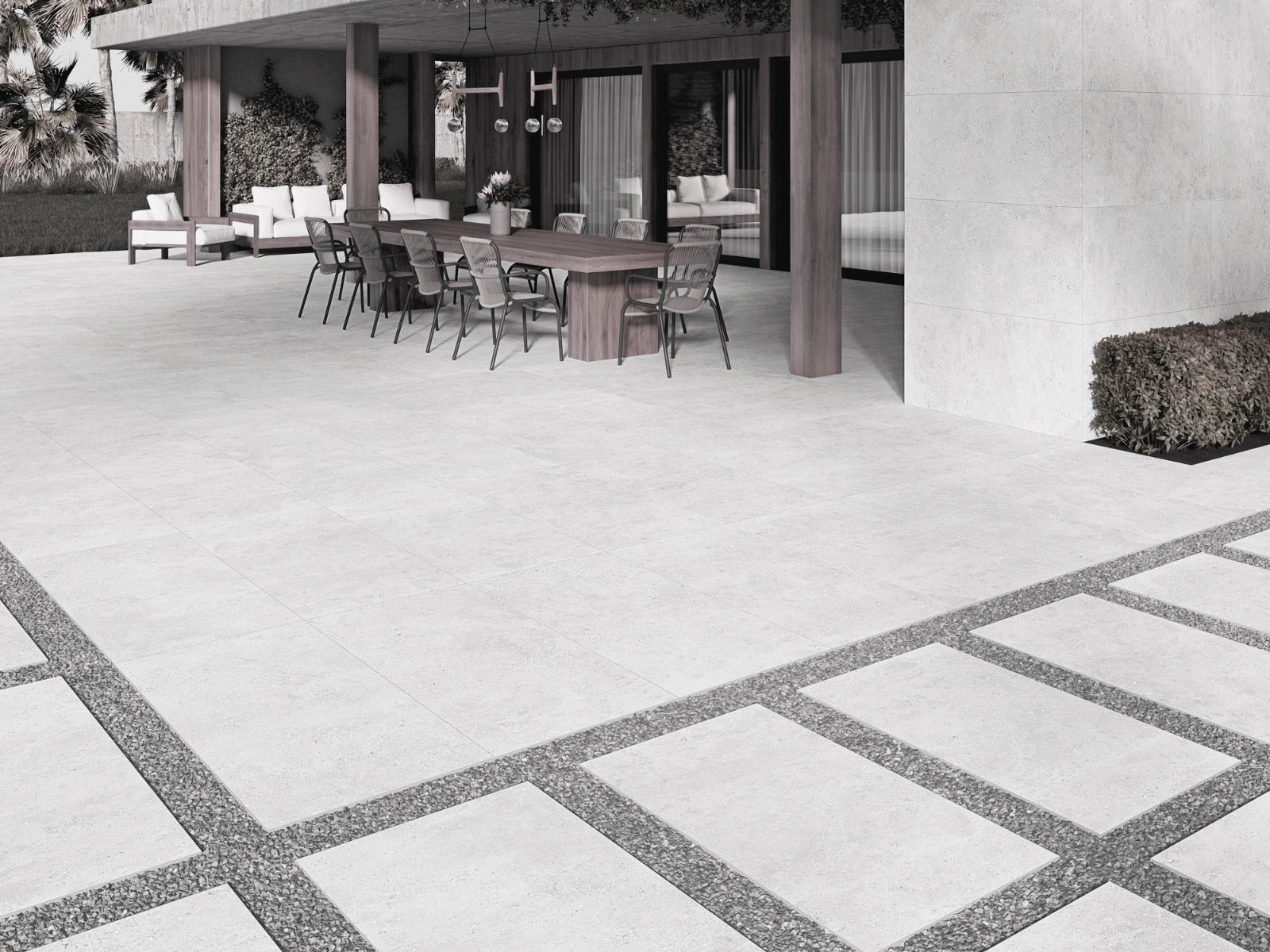 Flax Pearl 60x120 x 2cm, matt porcelain paving for patios, paths and outdoor areas at Irwin Tiles
