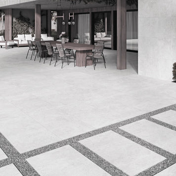 Flax Pearl 60x120 x 2cm, matt porcelain paving for patios, paths and outdoor areas at Irwin Tiles