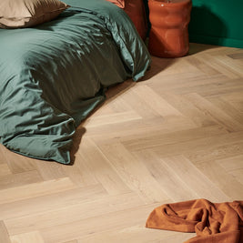 Alta Invisible Engineered Herringbone, oiled engineered wood flooring for living rooms, bedrooms and hallways at Irwin Tiles