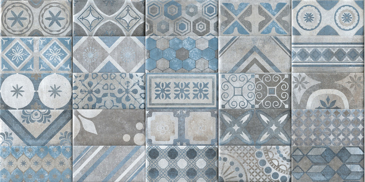 French Quarter Bourbon Street 10x20cm, blue matt tile at Irwin Tiles