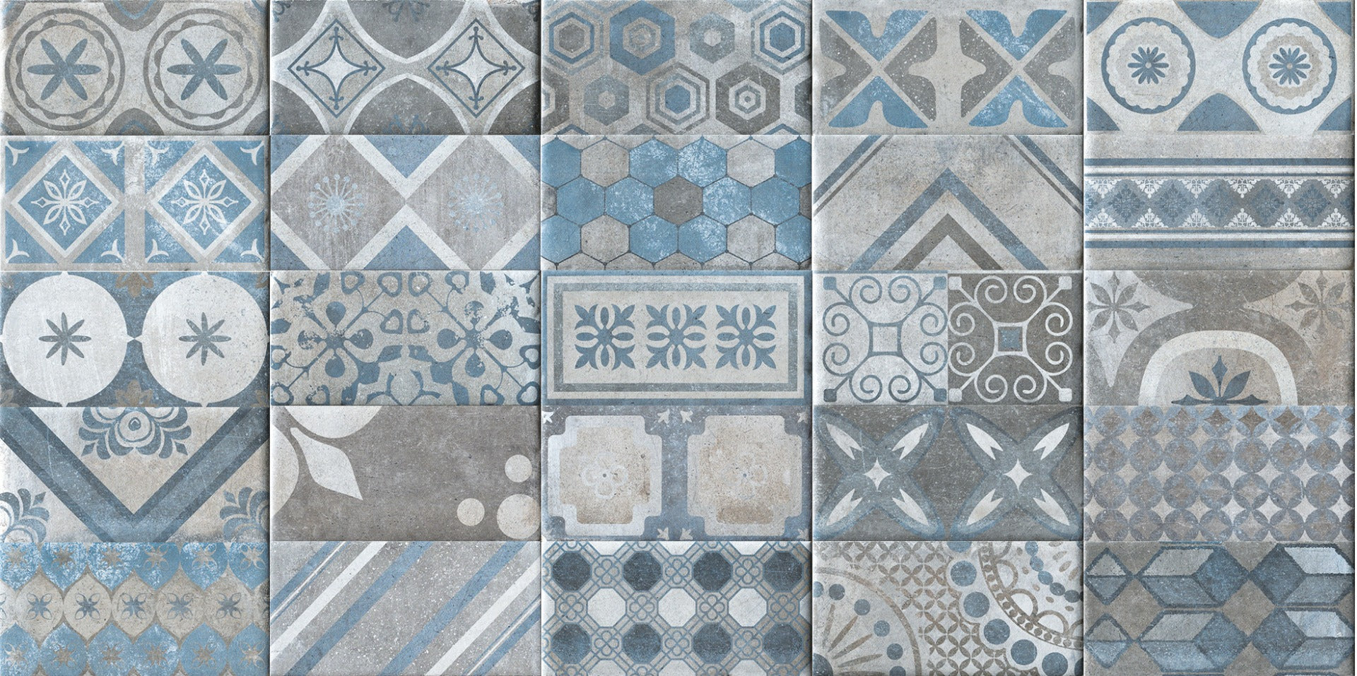 French Quarter Bourbon Street 10x20cm, blue matt tile at Irwin Tiles