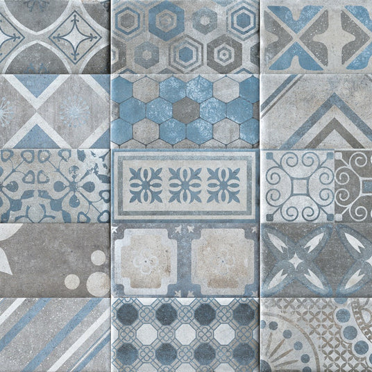 French Quarter Bourbon Street 10x20cm, blue matt tile at Irwin Tiles