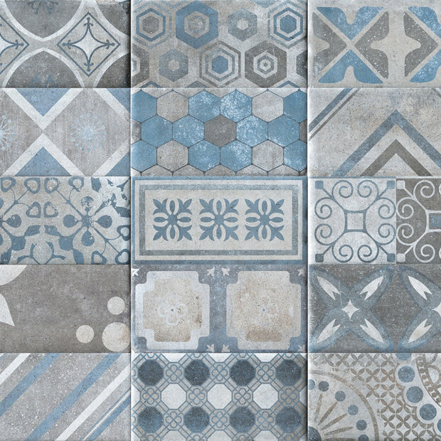 French Quarter Bourbon Street 10x20cm, blue matt tile at Irwin Tiles