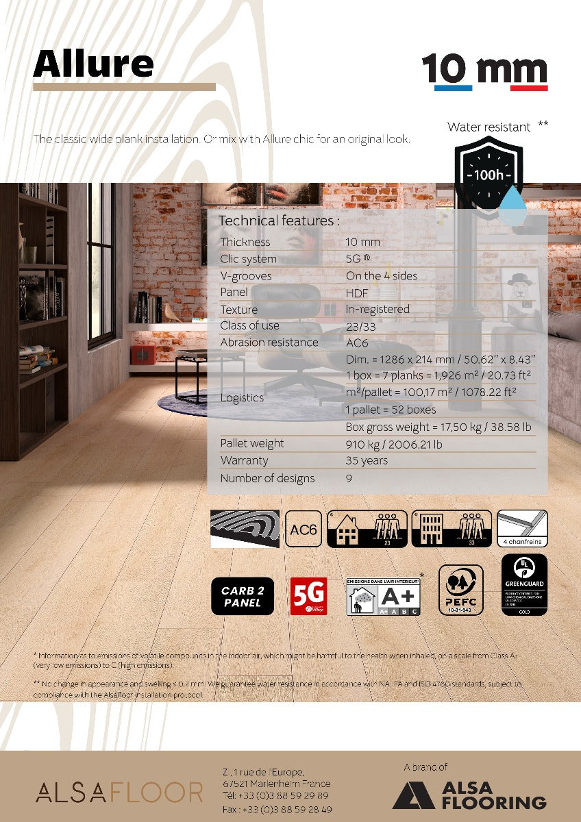 Chene Tunis Laminate 10mm Water Resistant