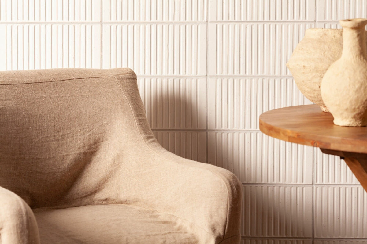 Loft White 20 x 40cm, matt wall tile for feature walls at Irwin Tiles