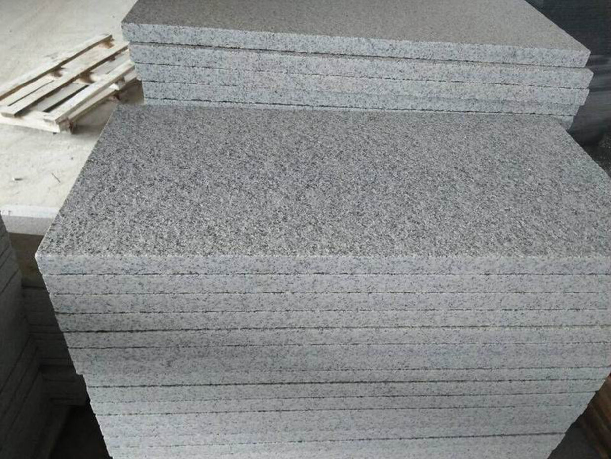 Silver Granite Paving Flamed Finish 60x30cm, matt paving at Irwin Tiles
