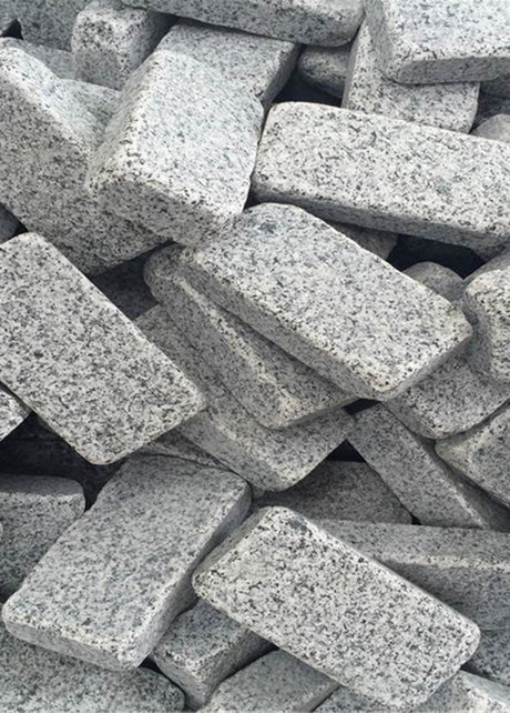 Silver Granite Tumbled Cobbles 20x10cmx5cm, paving at Irwin Tiles