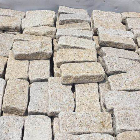 Natural Beige Granite Tumbled Cobbles 20x10cm, paving at Irwin Tiles