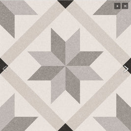 Genova Gris Pattern Tile 22.5 x 22.5cm, matt tile at Irwin Tiles