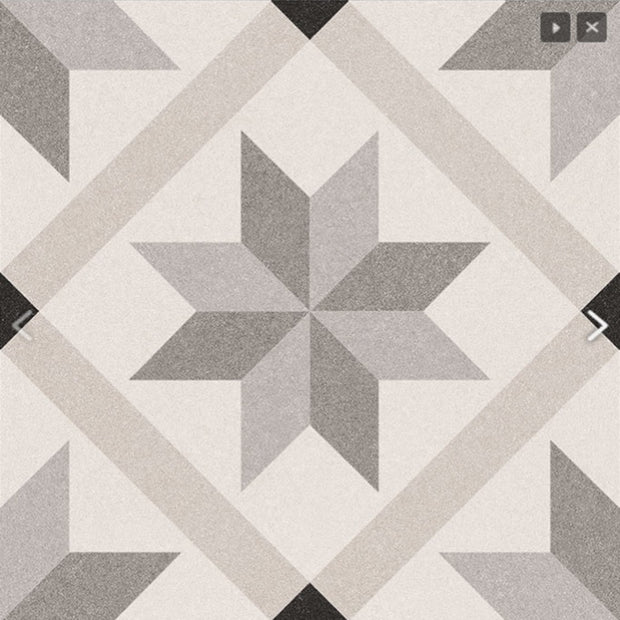 Genova Gris Pattern Tile 22.5 x 22.5cm, matt tile at Irwin Tiles