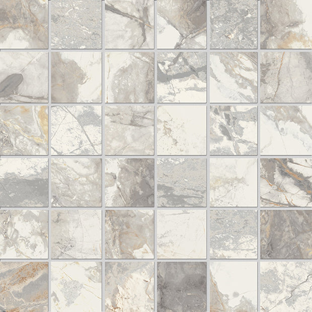 Golden Age White Square Mosaic 30x30cm, matt tile at Irwin Tiles