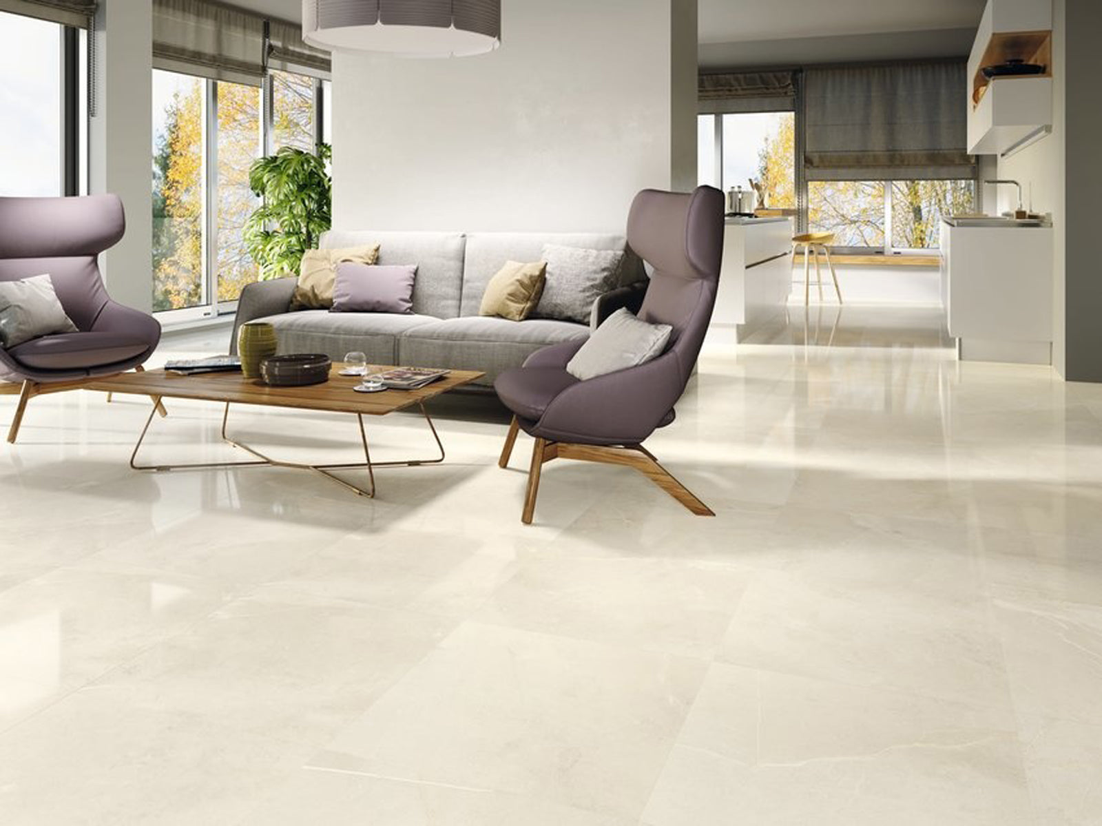 Gothel Cream 60 x 60cm, gloss floor tile at Irwin Tiles