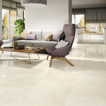 Gothel Cream 60 x 60cm, gloss floor tile at Irwin Tiles