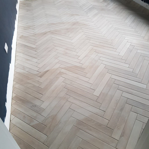 Greenwood Beige Herringbone, porcelain tile in 7.5x45cm at Irwin Tiles