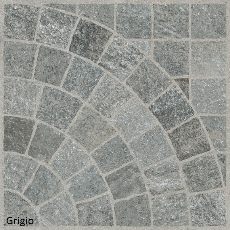 Valeria Grigio Arco (Cobble-Look with Arch) 60 x 60 x 2cm, matt paving at Irwin Tiles
