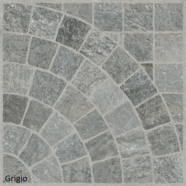 Valeria Grigio Arco (Cobble-Look with Arch) 60 x 60 x 2cm, matt paving at Irwin Tiles