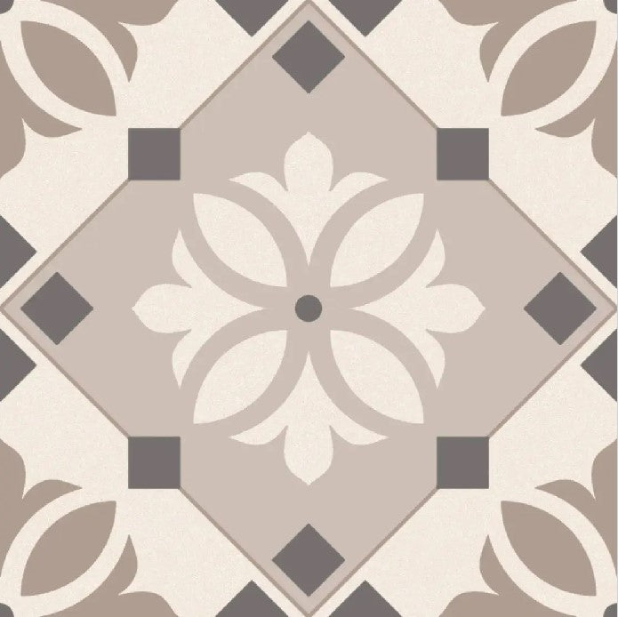 Gris Hidra Pattern 22.5 x 22.5cm, matt tile at Irwin Tiles