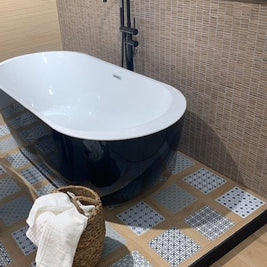 Groove Cassettone Majolica 80x80cm, matt porcelain tile for bathroom and other wet floors at Irwin Tiles, view 11