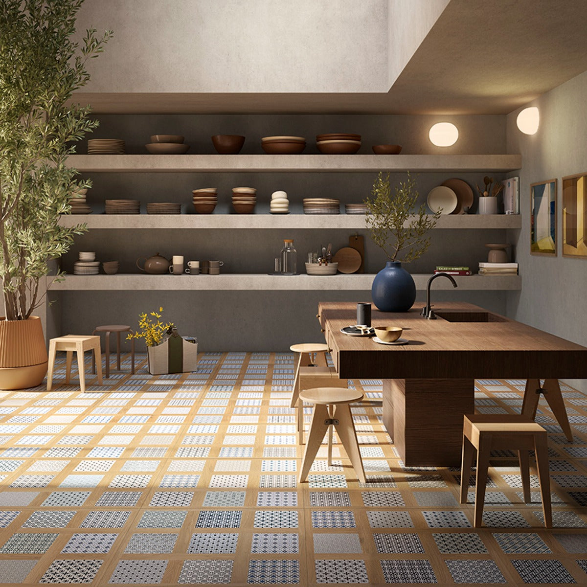 Groove Cassettone Majolica 80x80cm, porcelain tile at Irwin Tiles, view 10