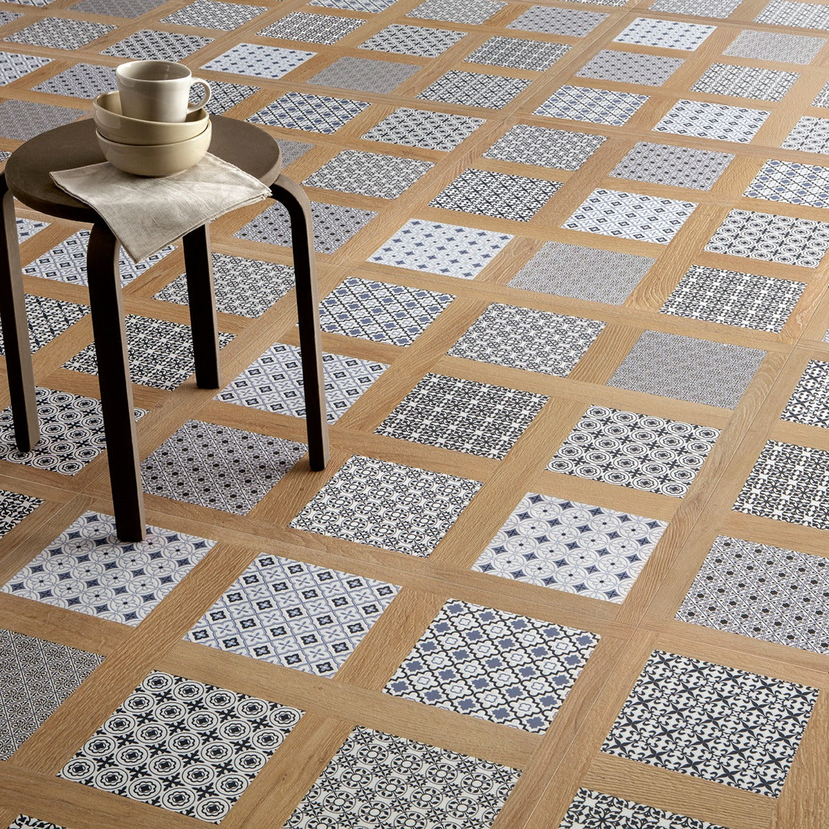 Groove Cassettone Majolica 80x80cm, multi-colour matt tile at Irwin Tiles, view 9