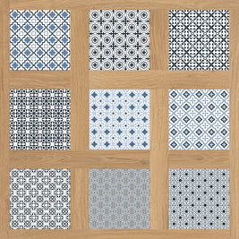 Groove Cassettone Majolica 80x80cm tile, multi-colour matt, at Irwin Tiles