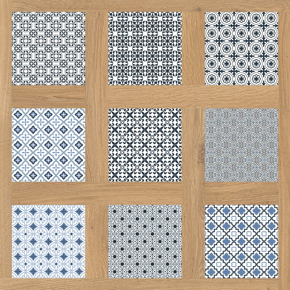 Groove Cassettone Majolica 80x80cm, wood effect tile at Irwin Tiles