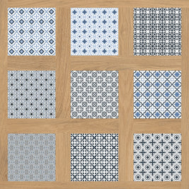 Groove Cassettone Majolica 80x80cm, multi-colour tile from Irwin Tiles, Co. Monaghan