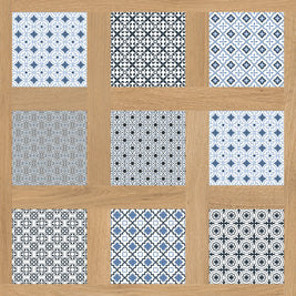 Groove Cassettone Majolica 80x80cm, multi-colour matt tile at Irwin Tiles