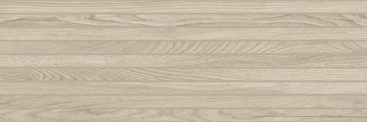 Grow Taupe Ribbed 33 x 100cm, matt ceramic tile for feature walls at Irwin Tiles